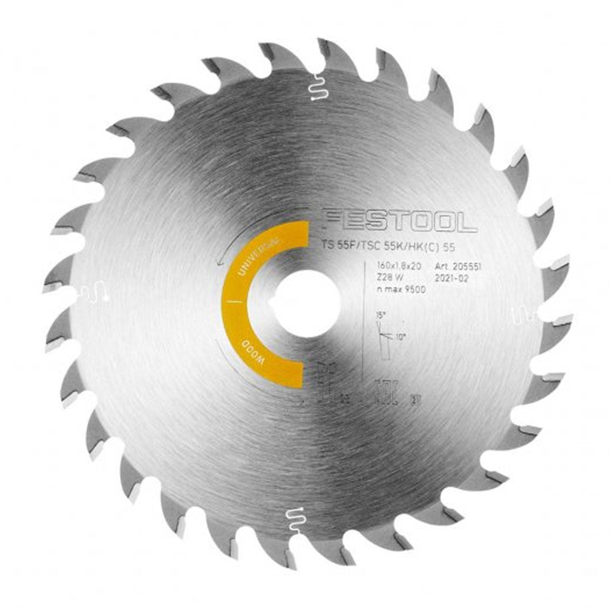 Festool 160mm x 1.8mm x 20mm 28T Wood Universal Saw Blade - 205551