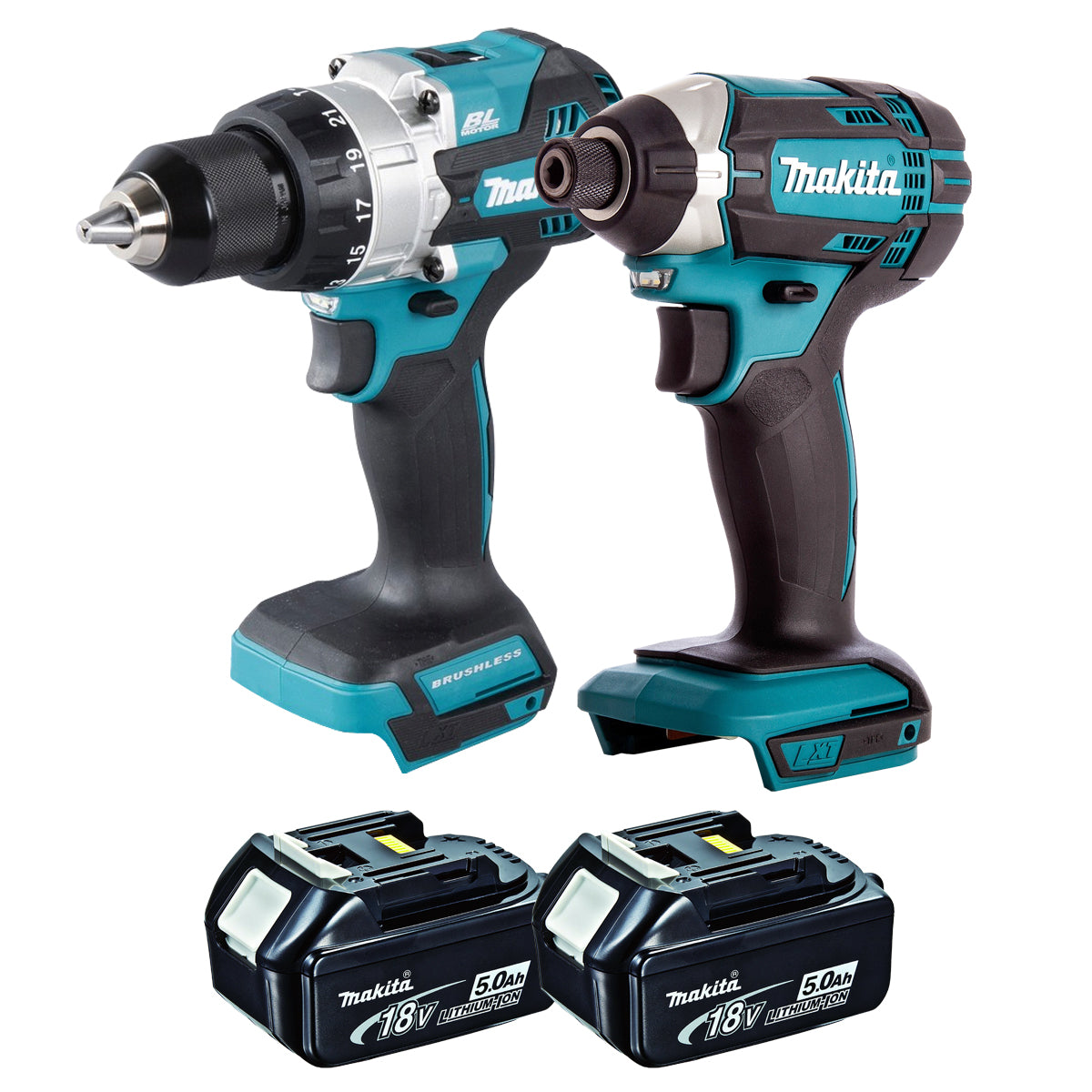 Makita 18V 2 Piece Cordless Kit with 2 x 5.0Ah Batteries T4TKIT-243