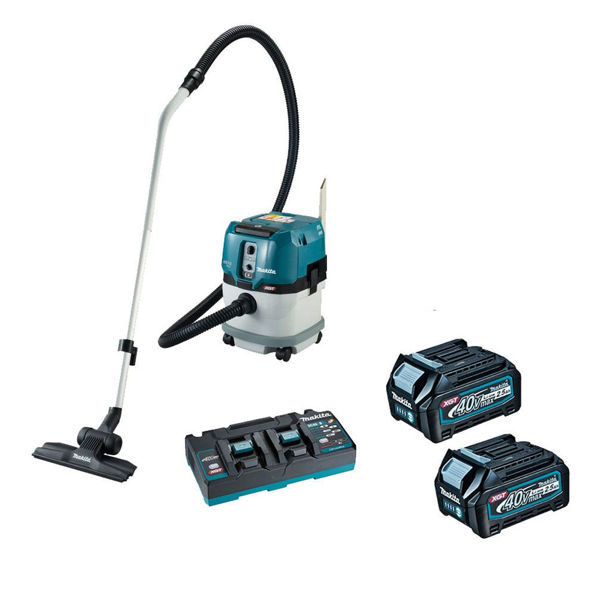 Makita VC004GLD22 40V XGT Brushless L-Class Dust Extractor with 2 x 2.5Ah Battery & Charger