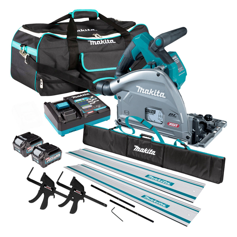 Makita SP001GD202KIT 40Vmax XGT Brushless Plunge Saw Rail Kit 2 x 2.5Ah Batteries