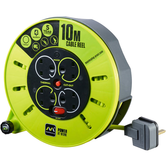 Masterplug PRO-XT Cassette Cable Reel 13A 4-Socket 10M 240V CMU10134SL-PX