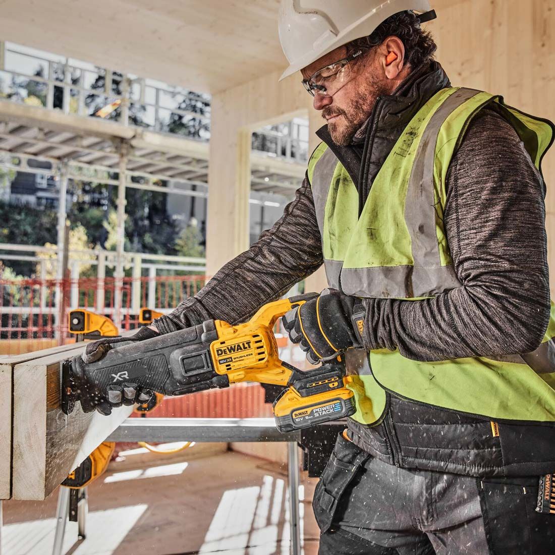 DeWalt DCS386H2T 18V XR Brushless Reciprocating Saw with 2 x 5.0Ah Powerstack Batteries Charger & Case